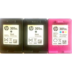 2X HP 301XL Black & 1X  HP 301XL Colour Ink Cartridges